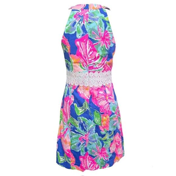 Lilly Pulitzer Ashlyn Shift Dress Size 2 Halter Beckon Blue Jungle Utopia 29555 - Picture 4 of 14